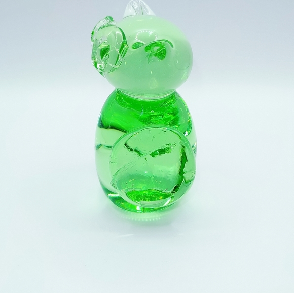 Vintage Art Glass Owl Light Green - Picture 2 of 12